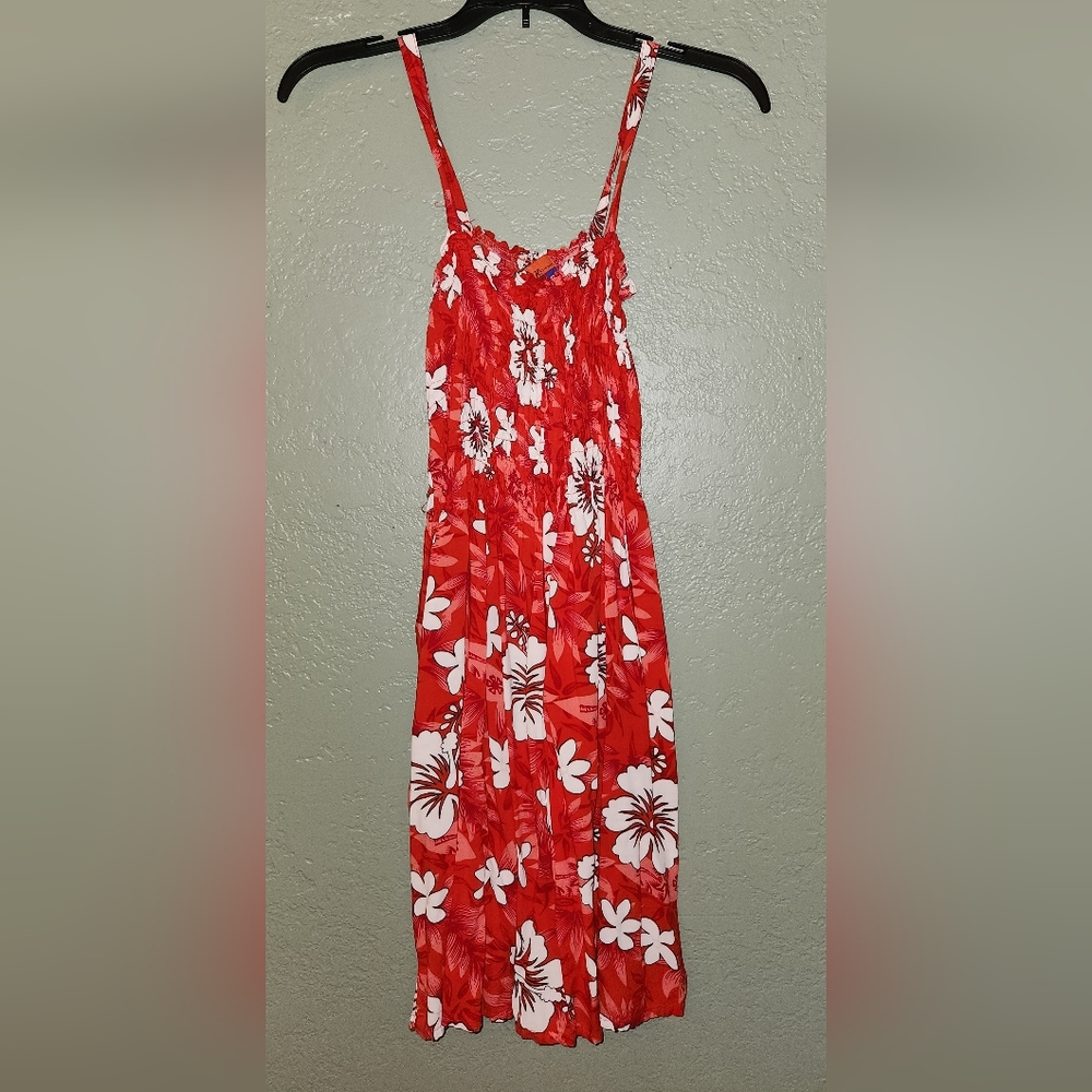 Red floral strap dress - Used
